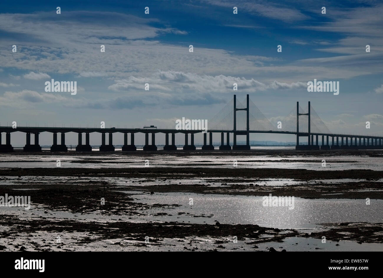 Second Severn Crossing, the M4 motorway crossing the River Severn Estuary from England to Wales Stock Photo