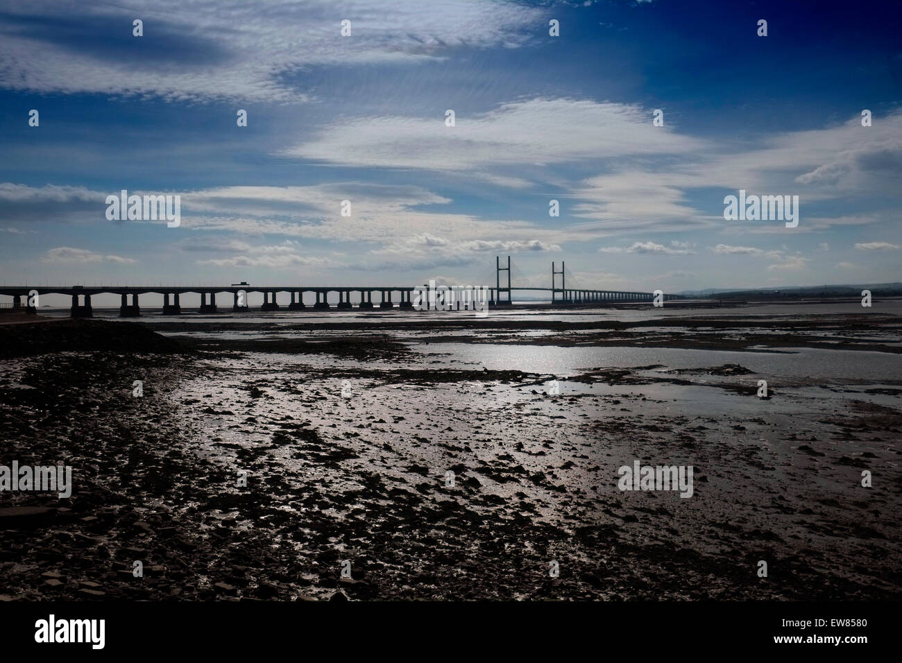 Second Severn Crossing, the M4 motorway crossing the River Severn Estuary from England to Wales Stock Photo