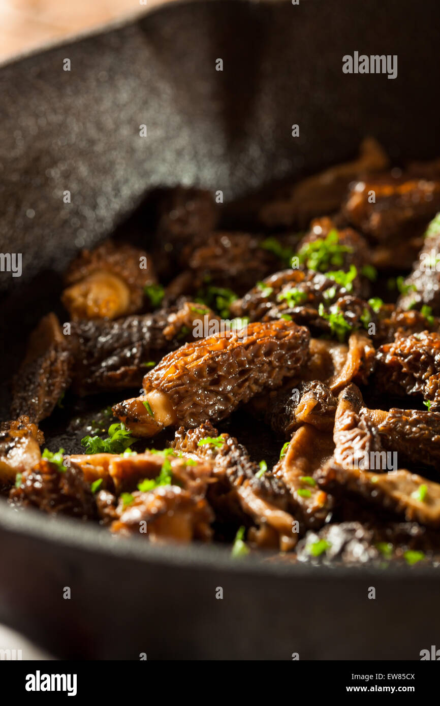 Organic Sauteed Morel Mushrooms REady to Eat Stock Photo Alamy