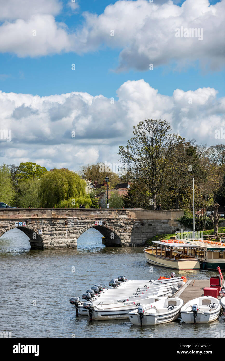 The River Avon in Stratford upon Avon is popular with tourists for River Cruises and pleasure boats Stock Photo