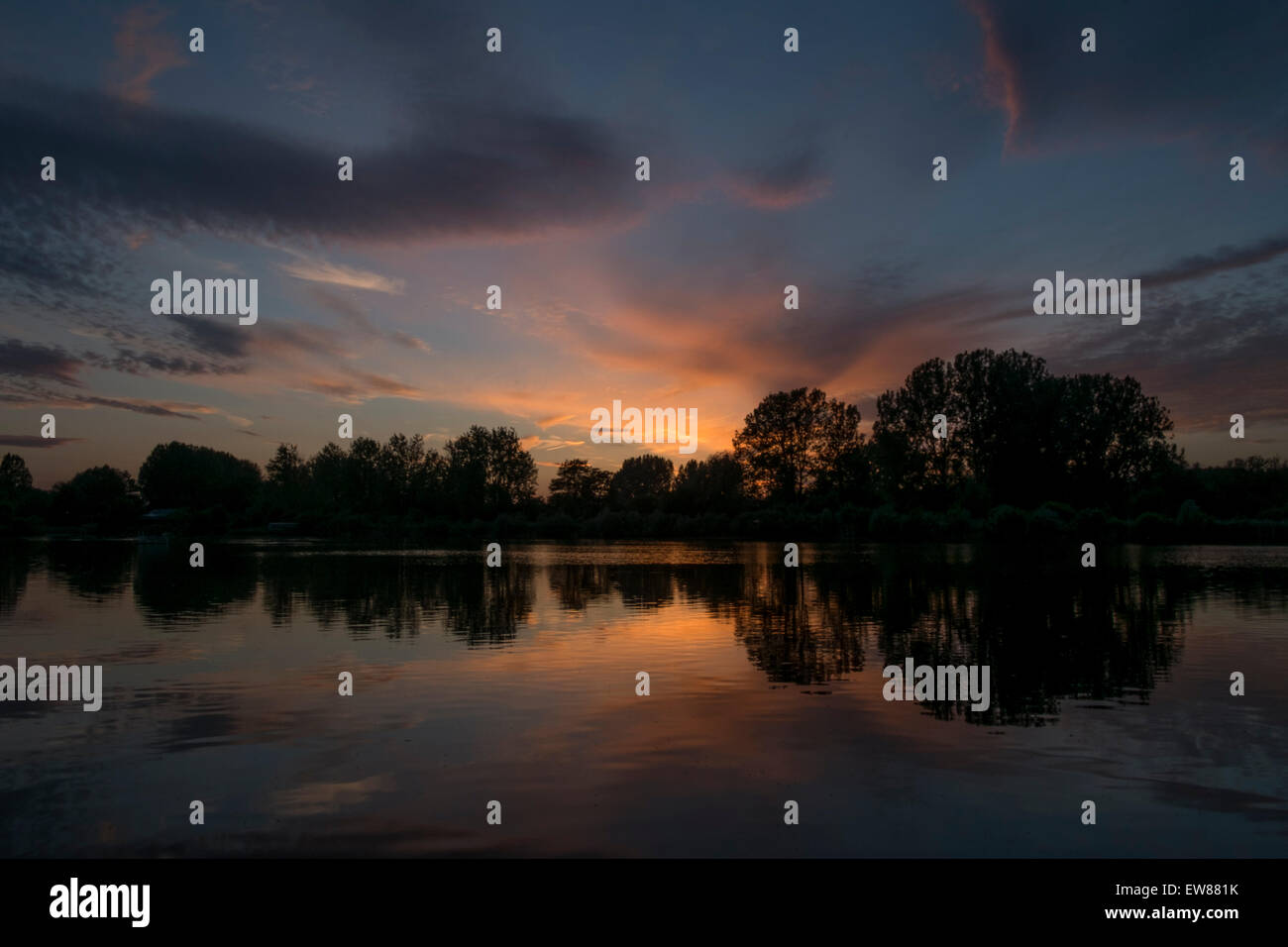 Langford Lakes Wiltshire UK Weather 19th June 2015 Cracking sunset at