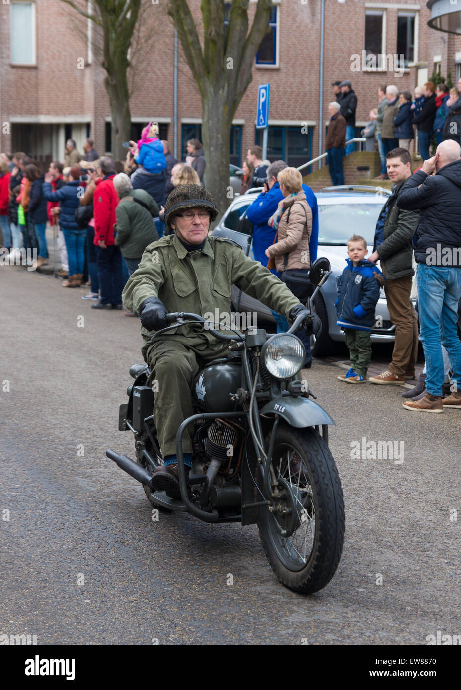 Military parade by 'keep them rolling', a foundation who maintains military vehicles with the purpose of keeping the 2nd WW memo Stock Photo