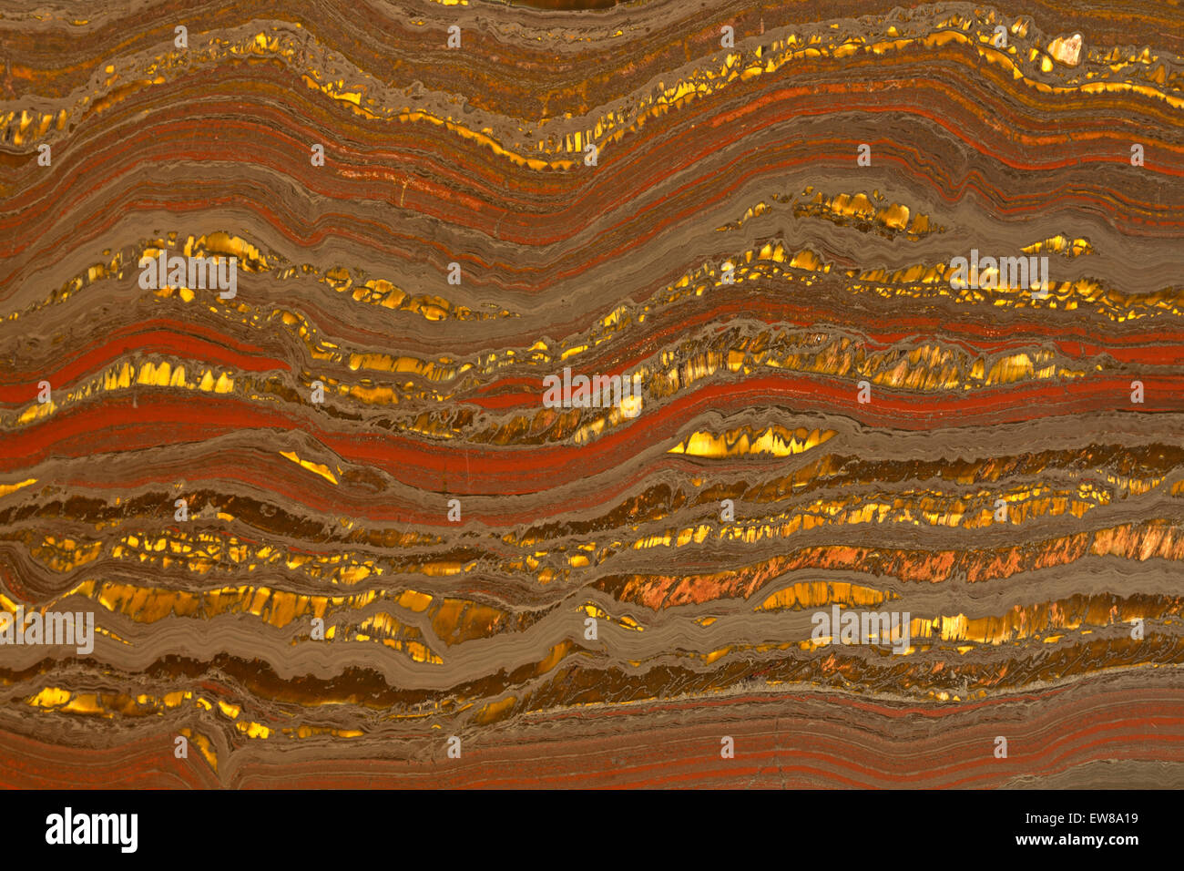 banded iron, Western Austarlia, alternating layers of red hematite and chert Stock Photo