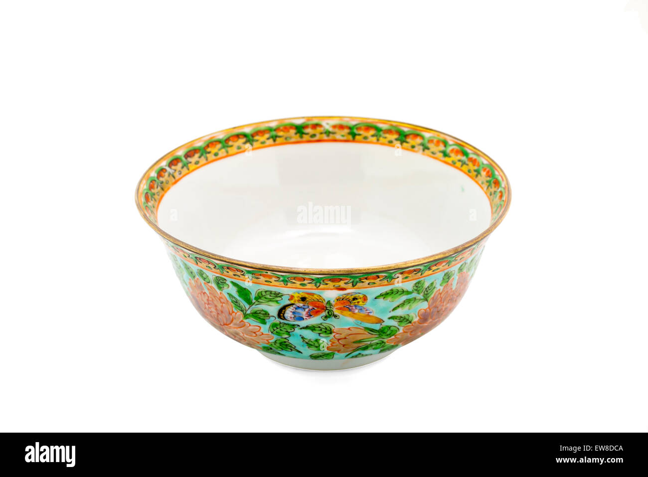 Antique Chinese Ceramic bowl isolate on white background Stock Photo