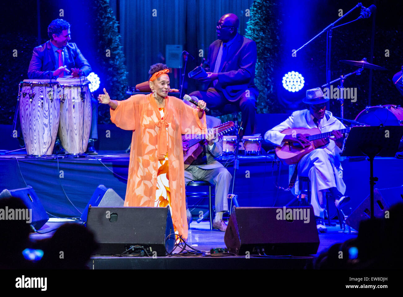 Barcelona, Catalonia, Spain. 19th June, 2015. Singer OMARA PORTUANDO performs with the 'Buena Vista Social Club' live on stage at the 'Pedralbes Music Festival' in Barcelona during their 'AdiÃ³s Tour' Credit:  Matthias Oesterle/ZUMA Wire/ZUMAPRESS.com/Alamy Live News Stock Photo
