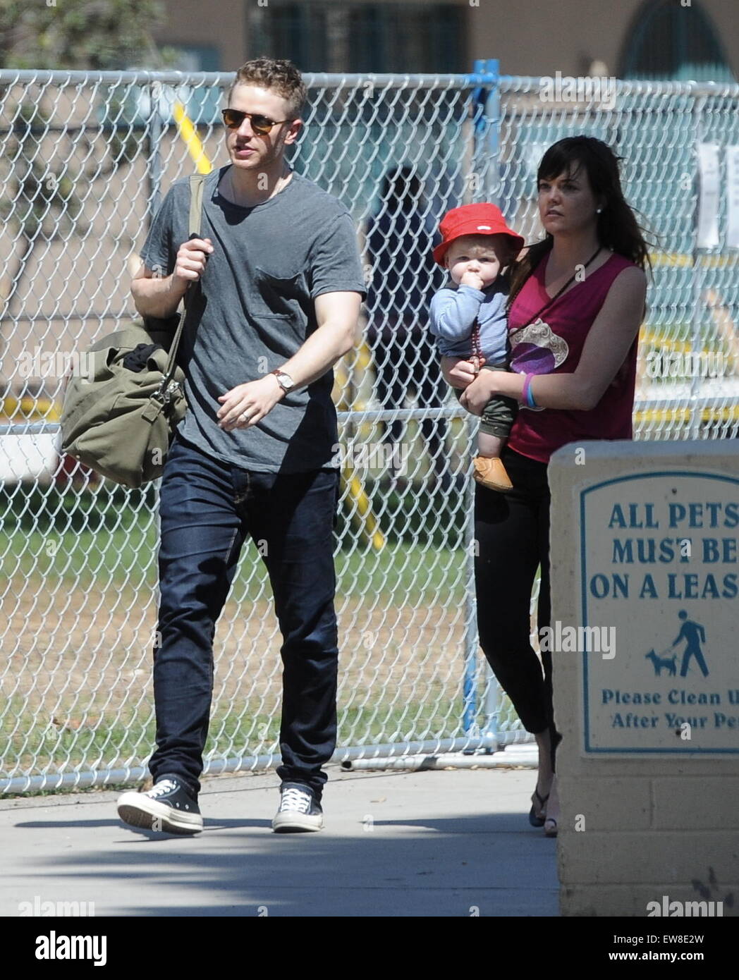 Josh Dallas spends quality time with his son Oliver and his nanny at a ...