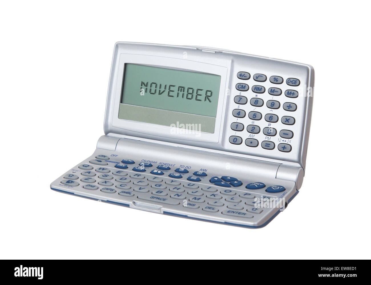 electronic-personal-organiser-isolated-on-white-background-november