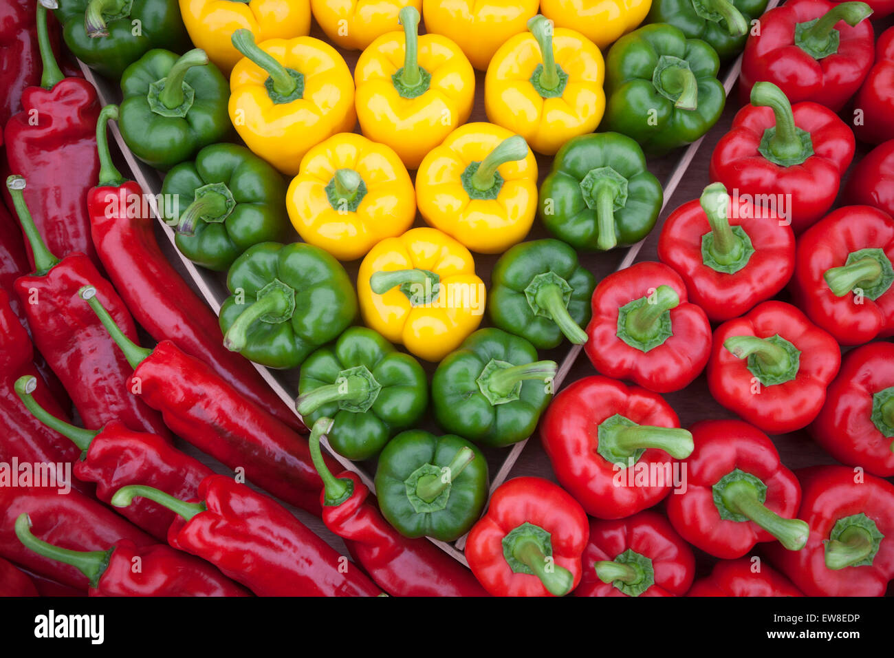 Red peppers on a market stall Stock Photo - Alamy