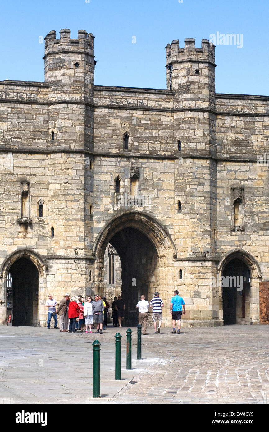 Exchequer Gate, Cathedral Square, Lincoln. Stock Photo
