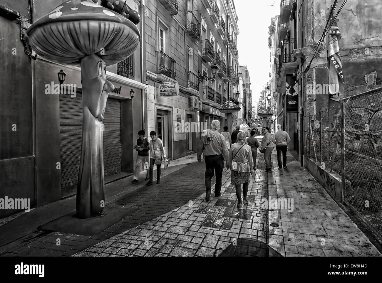 -People walking in the streets of Alicante City- Spain. Stock Photo