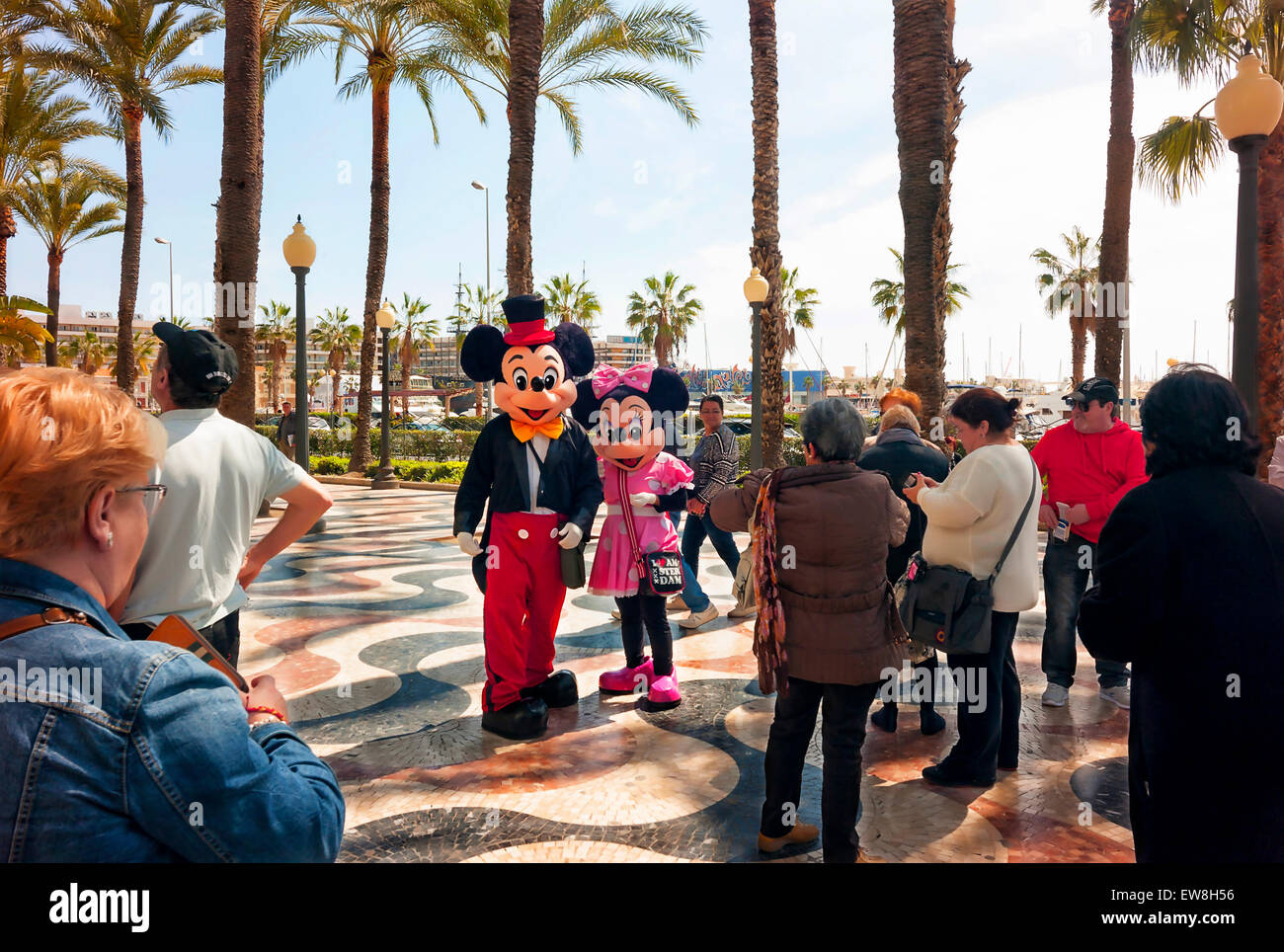 -Mickey and Daysi- Promenade in Alicante (Spain). Stock Photo