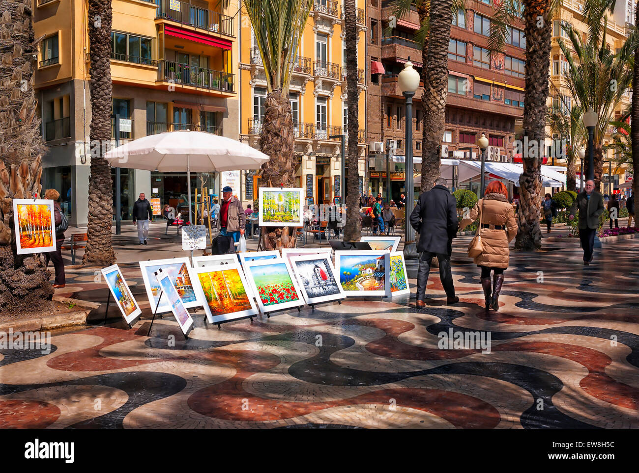 -Artists in promenade- Alicante (Spain). Stock Photo
