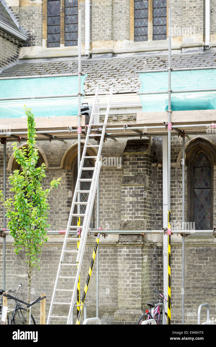 Step ladder resting against scaffolding conceptual image Stock Photo ...