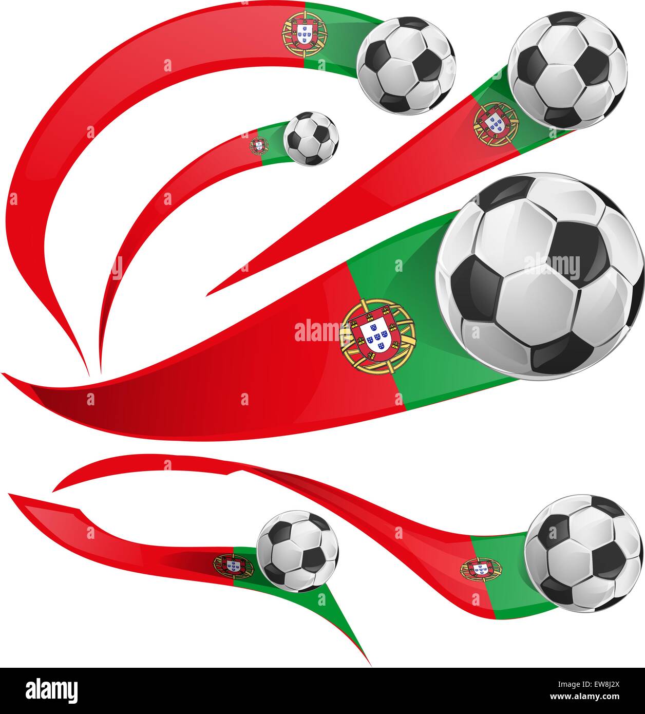 Portugal flag set with soccer ball Stock Vector