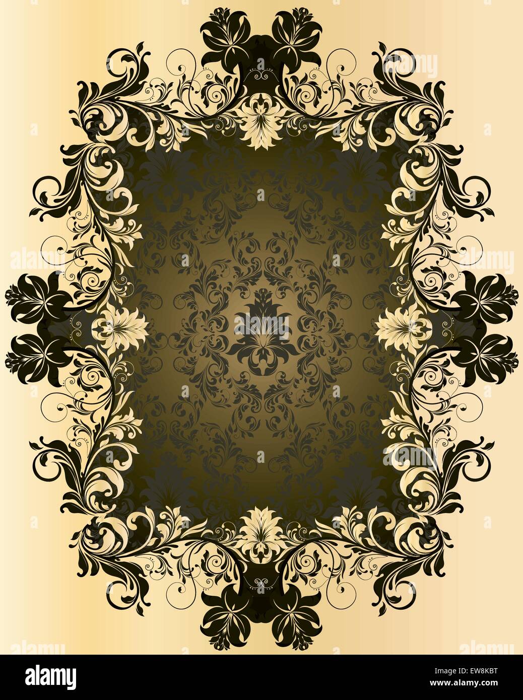 Vintage background with ornate elegant abstract floral design, olive ...