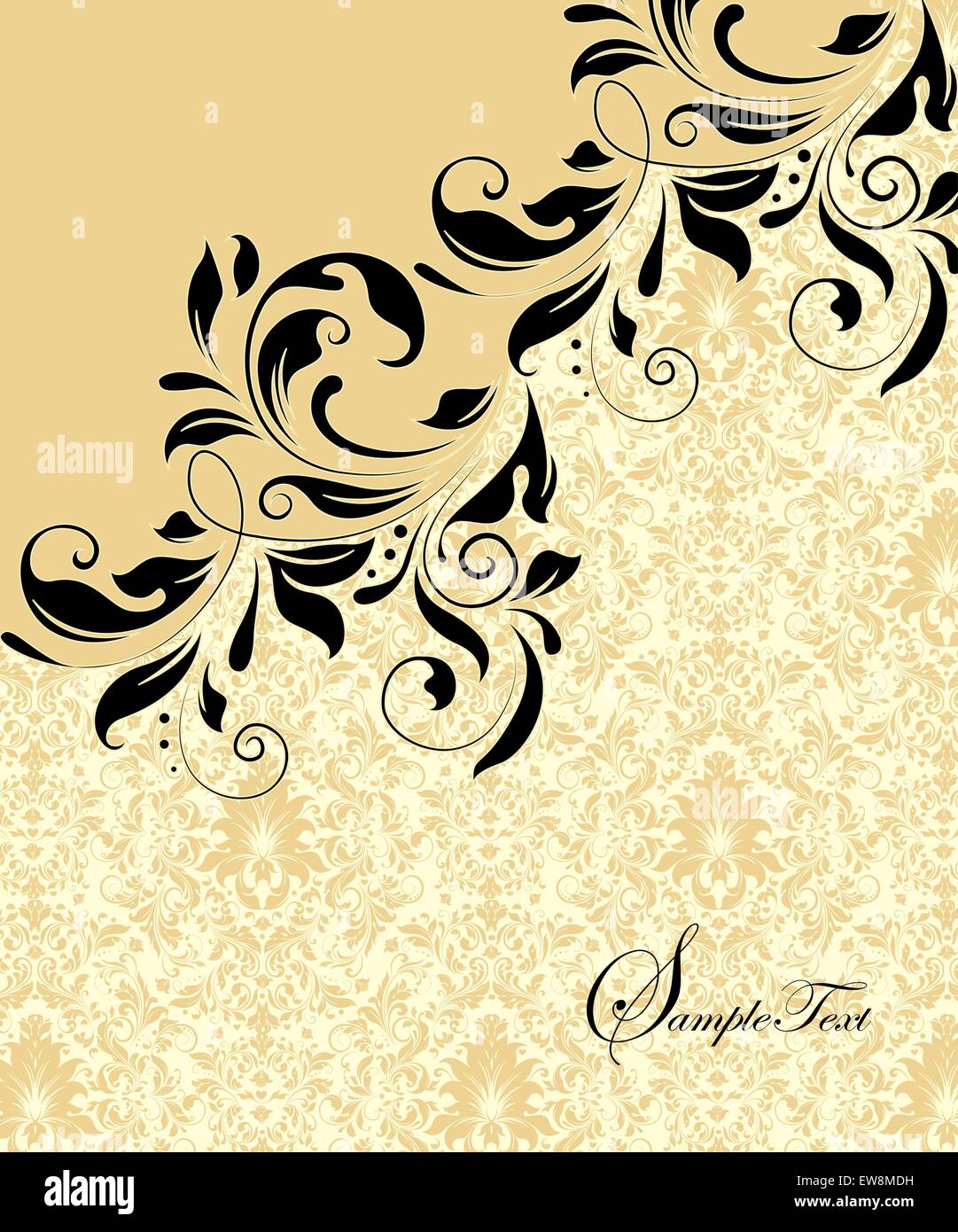 Vintage Invitation Card With Ornate Elegant Abstract Floral Design