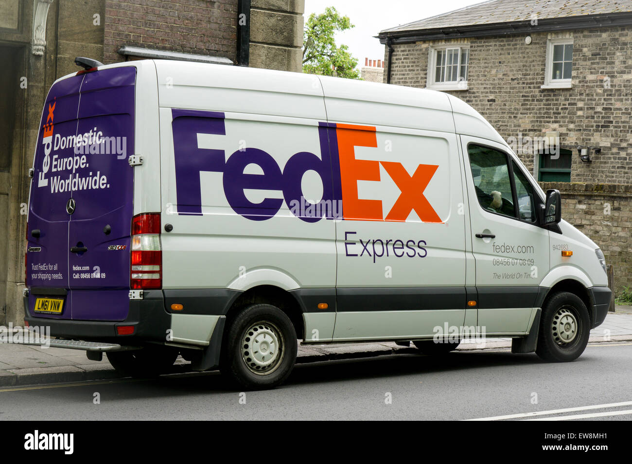 CAMBRIDGE, ENGLAND 7 MAY 2015 FedEx Express courier delivery van in