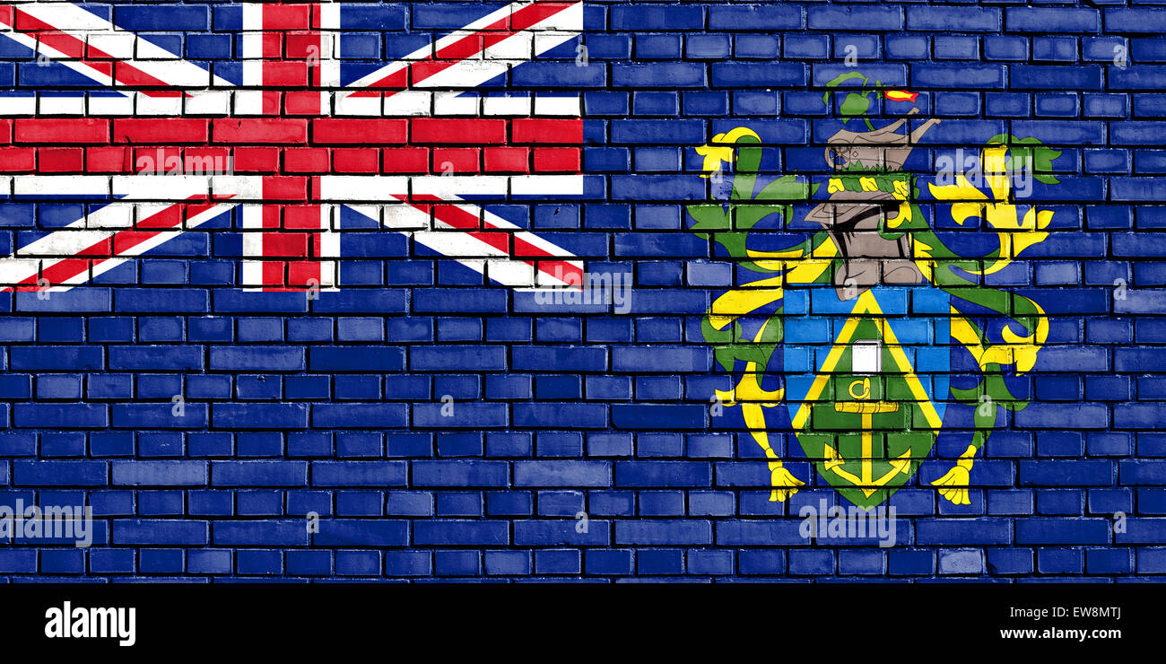 flag of Pitcairn Islands painted on brick wall Stock Photo