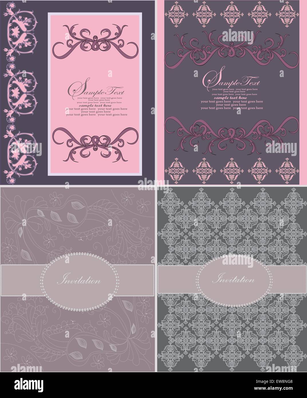 Set of four invitation card, vector design Stock Vector Image & Art - Alamy