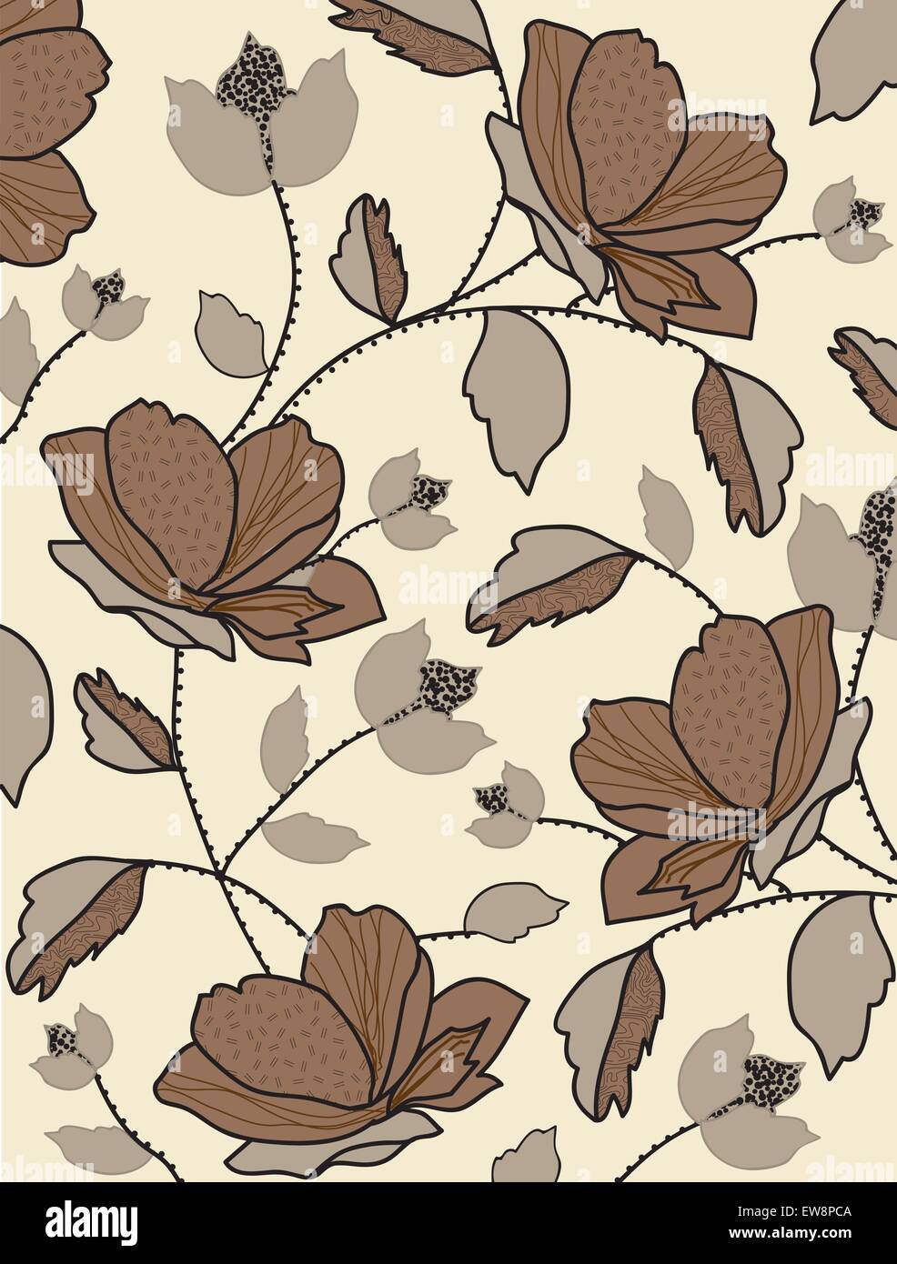 Light brown floral pattern modern vinyl placemats  TenStickers