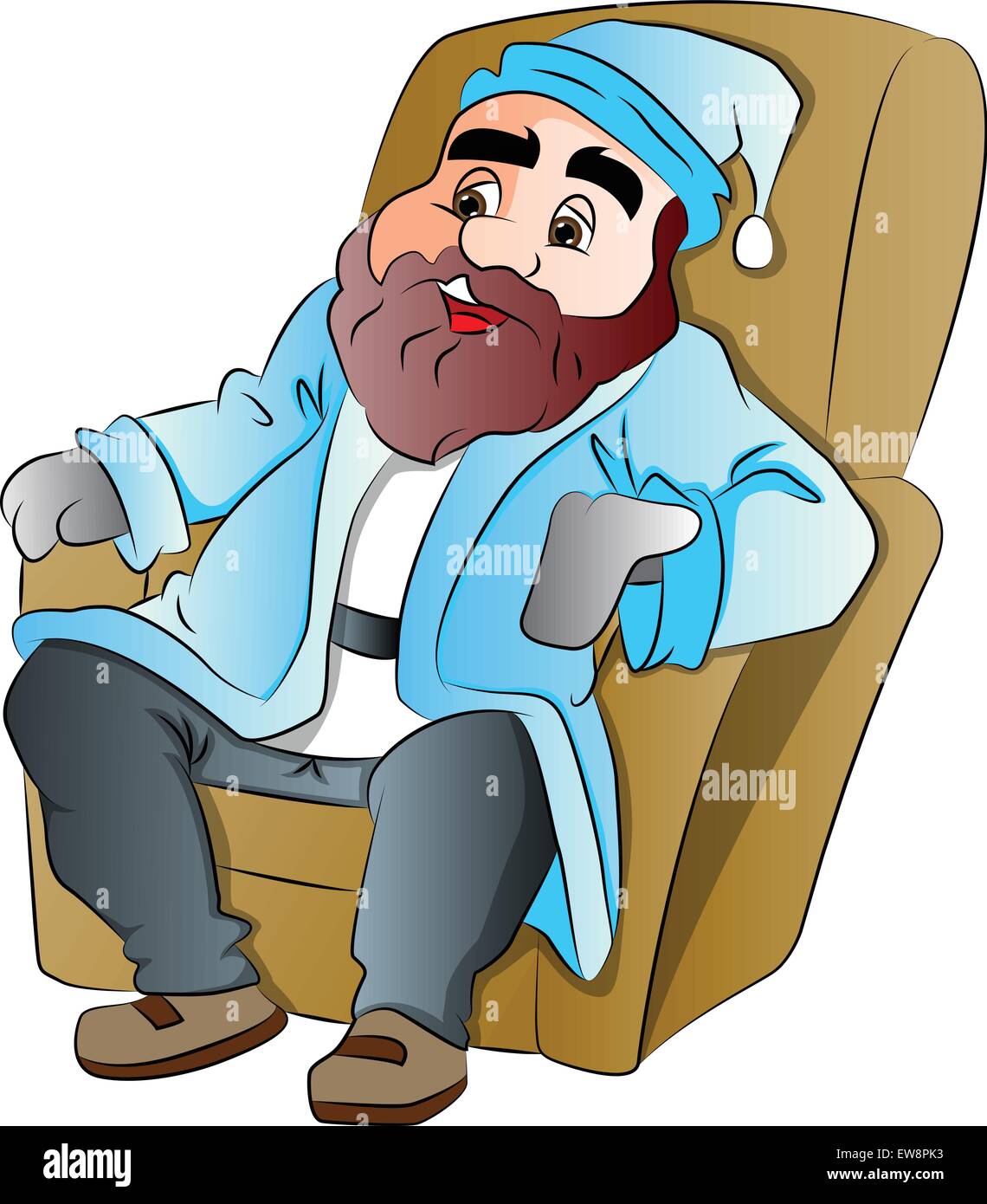 Bearded Man Sitting on an Easy Chair, vector illustration Stock Vector