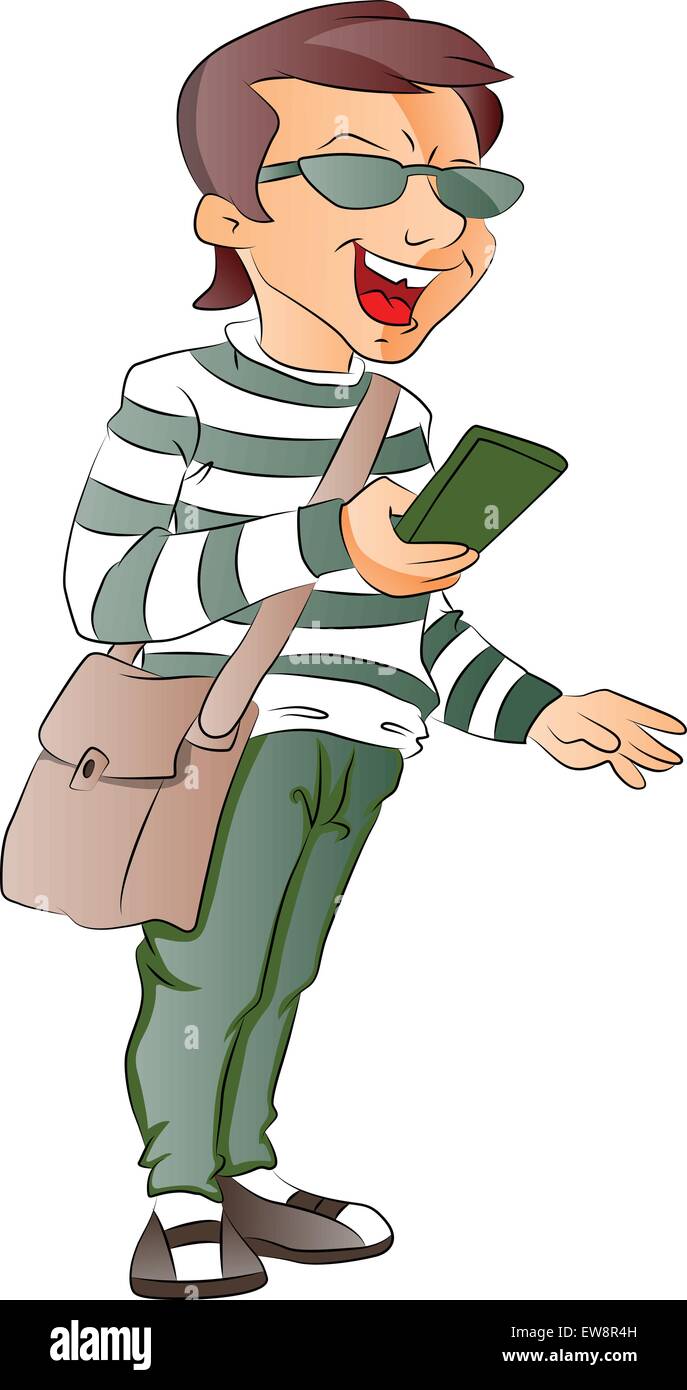 Person Holding a Cellphone, vector illustration Stock Vector Image