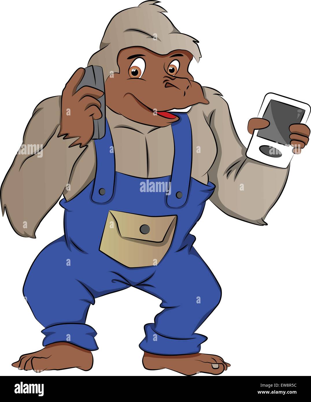 https://c8.alamy.com/comp/EW8R5C/gorilla-with-gadgets-using-a-mobile-phone-vector-illustration-EW8R5C.jpg