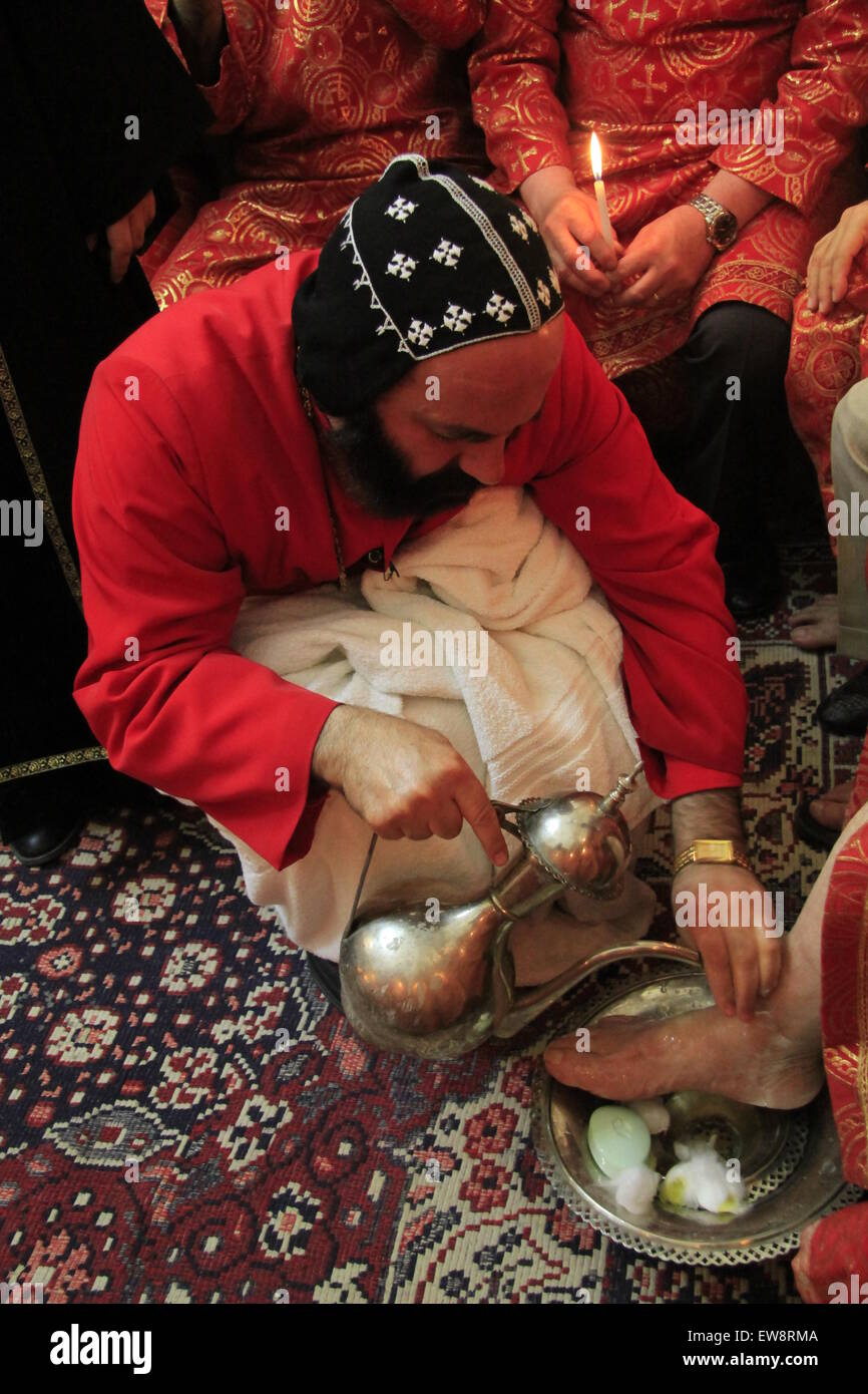 Easter, Syrian Orthodox Mar Malki Murad conducts the Washing