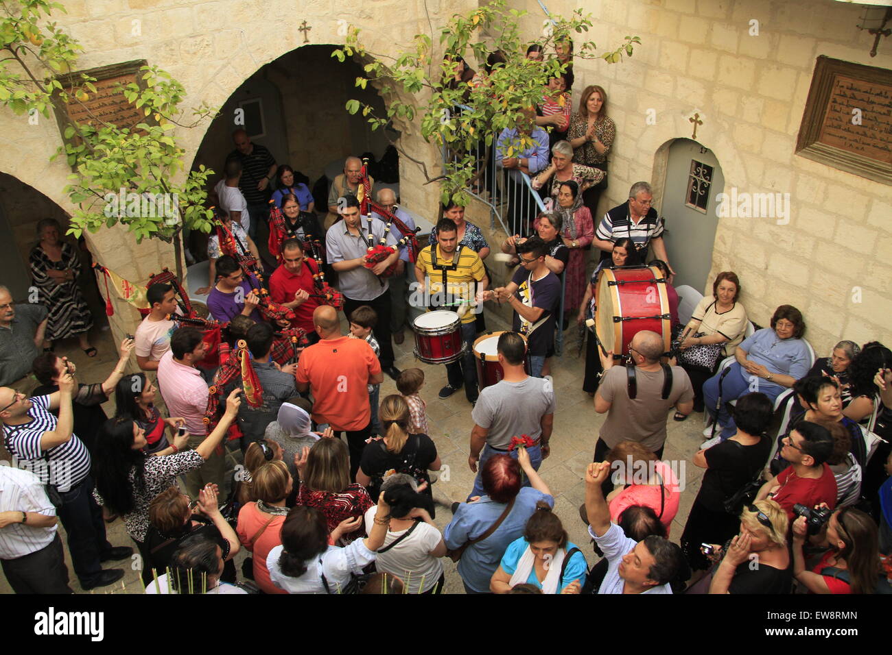 Jerusalem, Maundy Thursday is celebrated at the Syrian Orthodox St. Mark's Church Stock Photo
