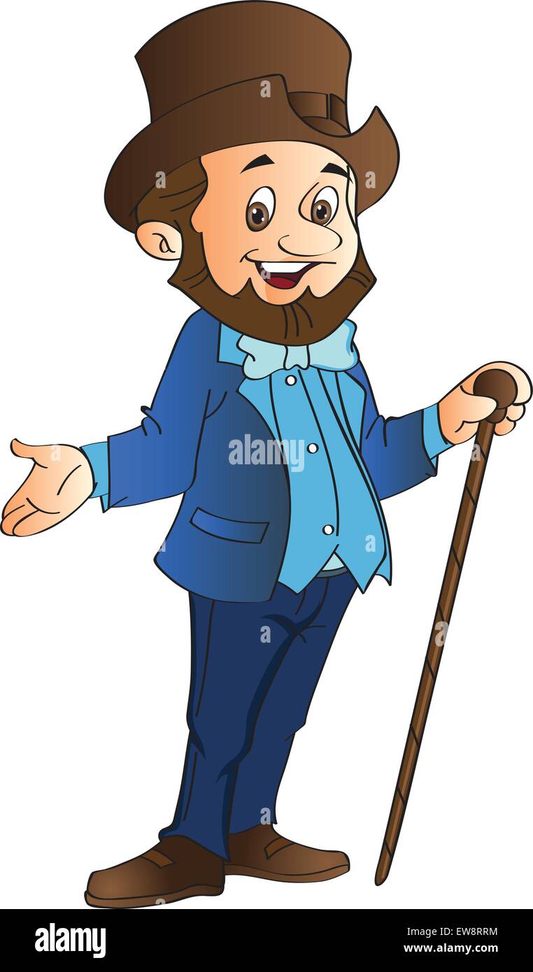Man with Top Hat and Cane, vector illustration Stock Vector Image & Art