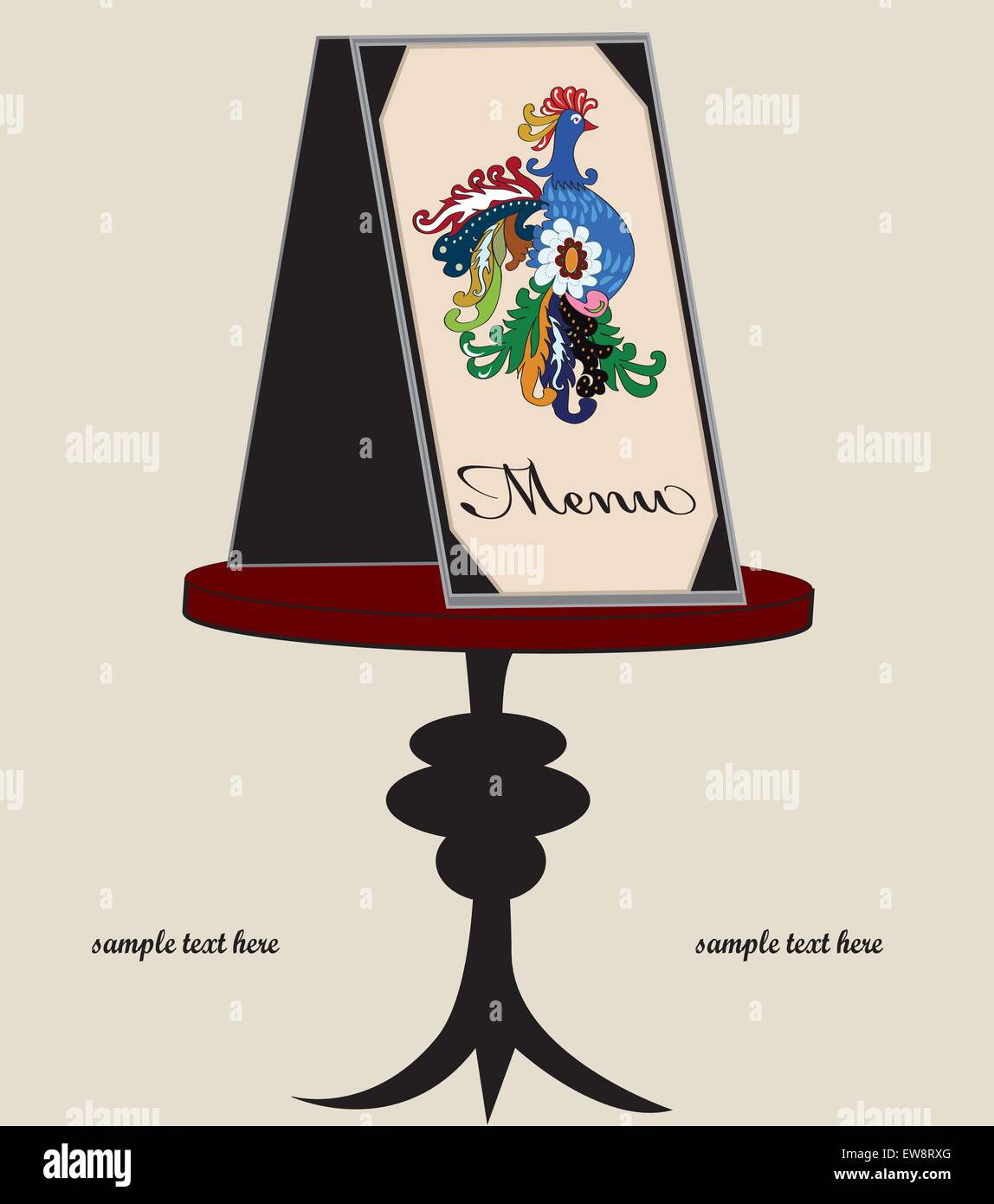 Vintage restaurant opening invitation card with ornate elegant chicken