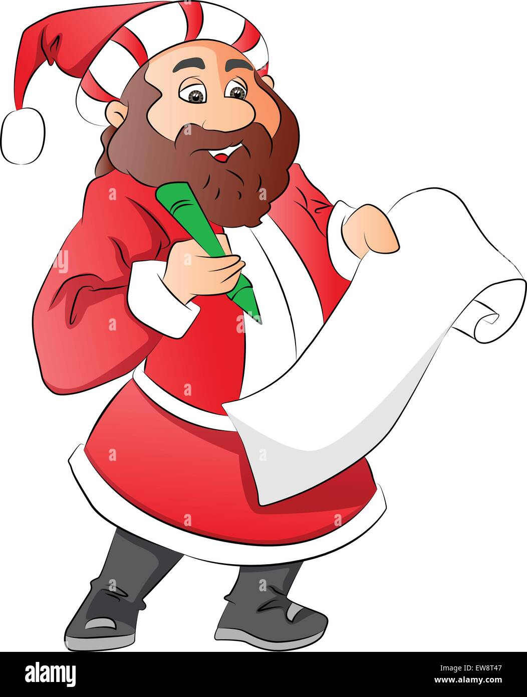 Vector illustration of santa claus writing list Stock Vector Image