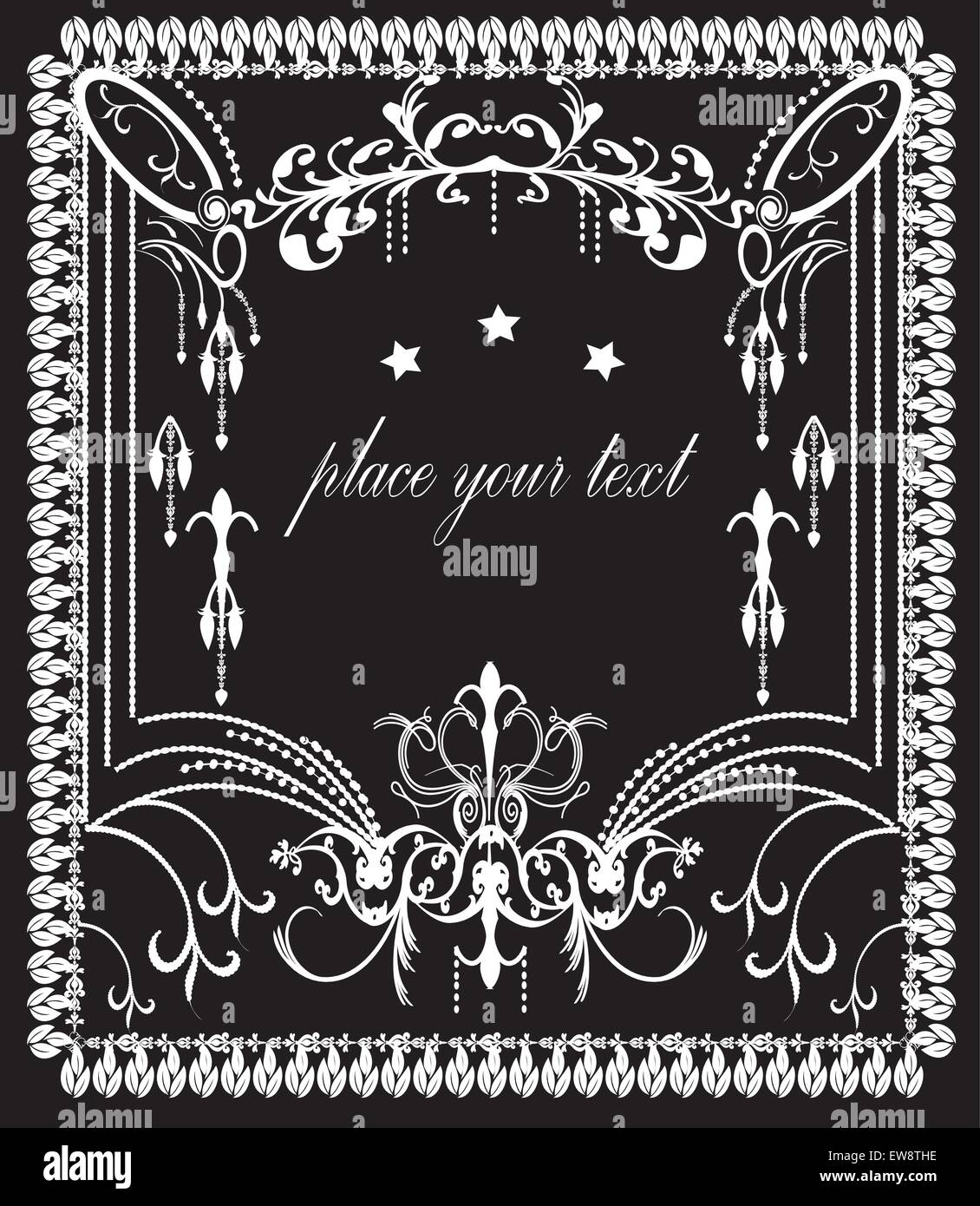 Vintage invitation card with ornate elegant retro abstract floral ...
