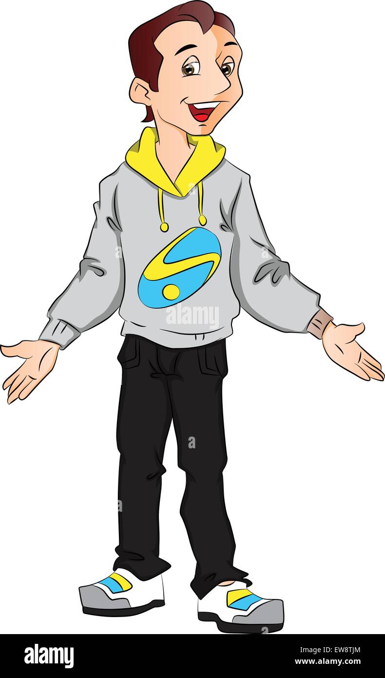 Vector illustration of happy teenage boy gesturing Stock Vector Image ...
