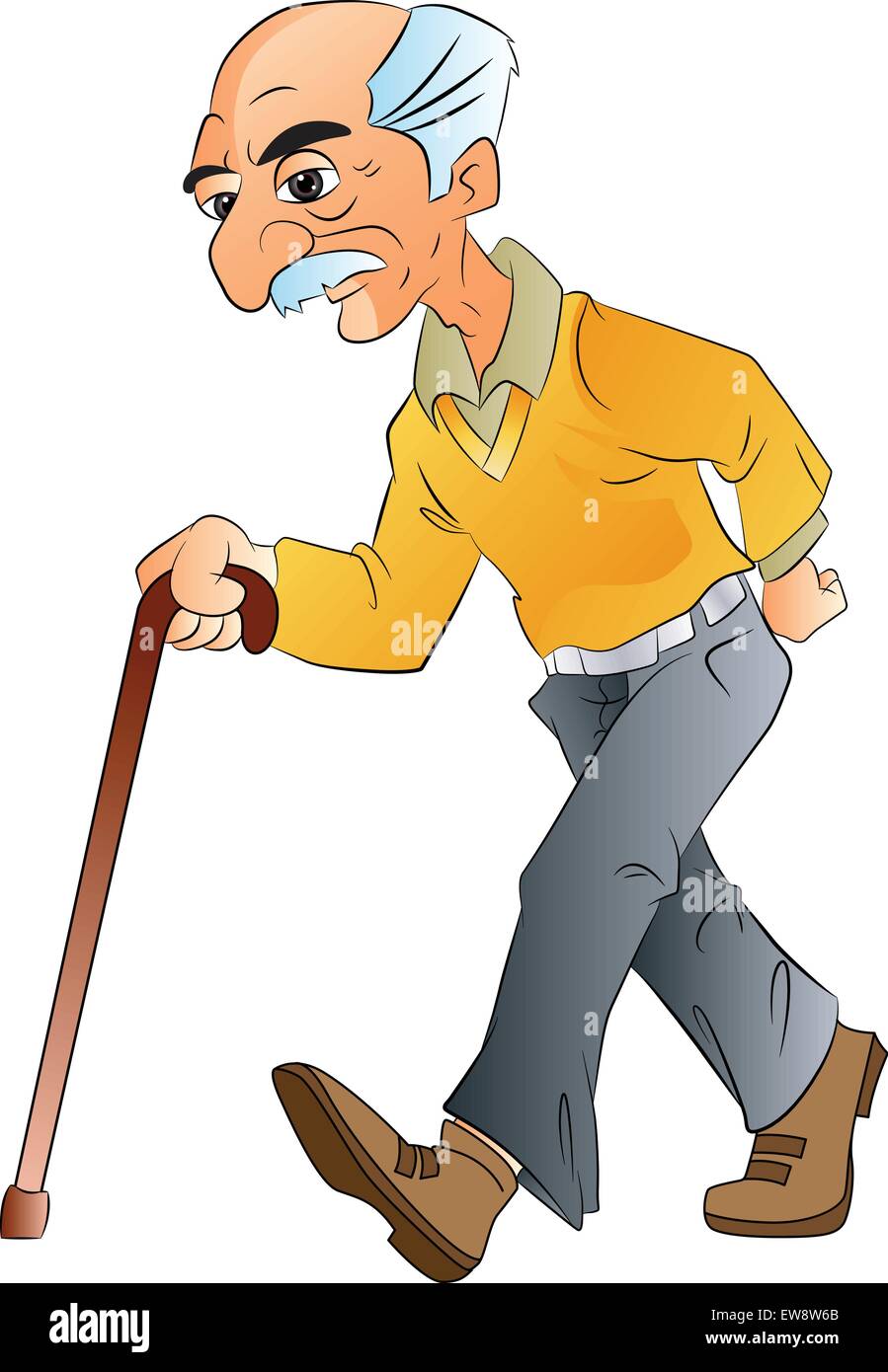 Old Person With Cane Clip Art