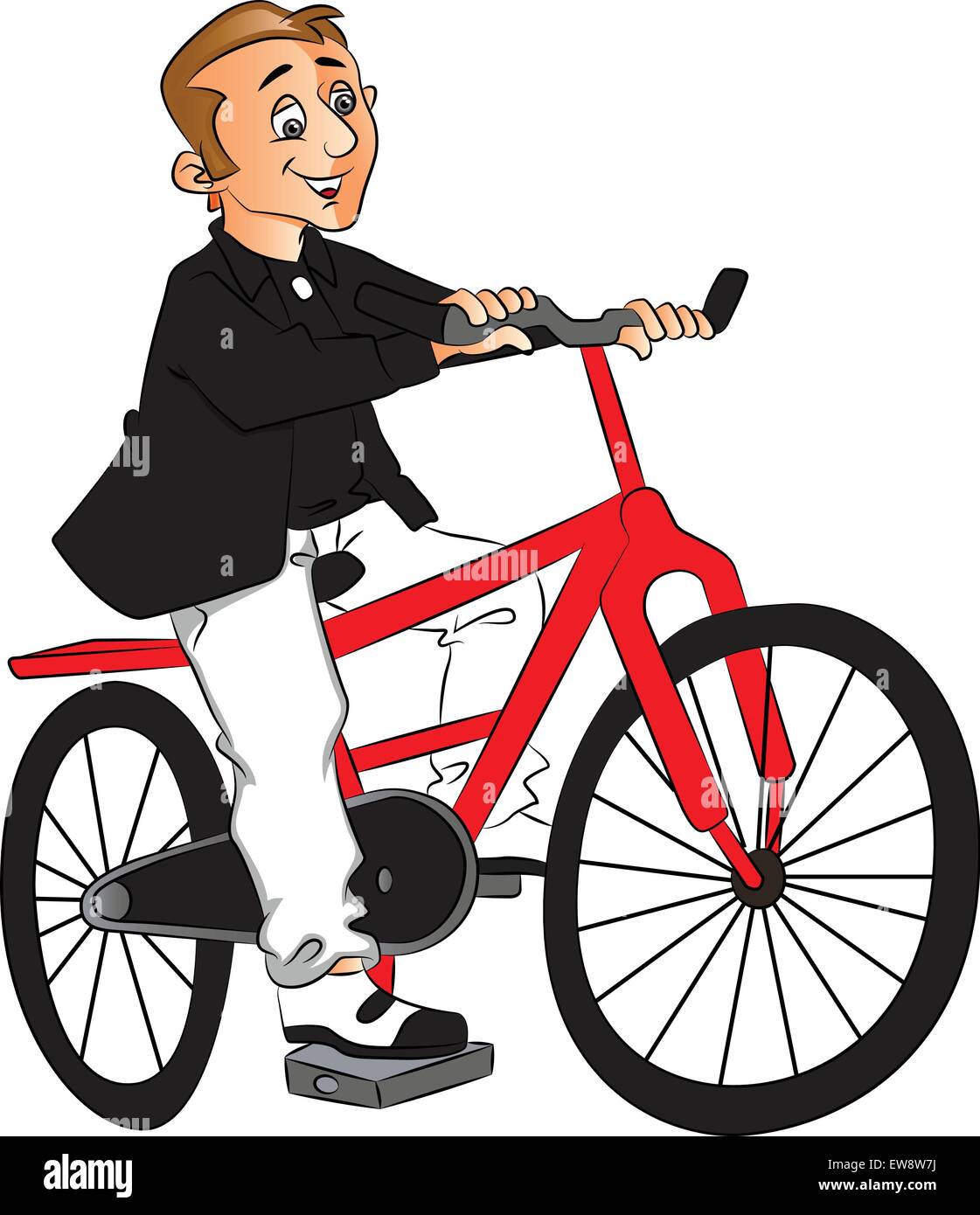 Vector illustration of happy young man riding bicycle Stock Vector ...