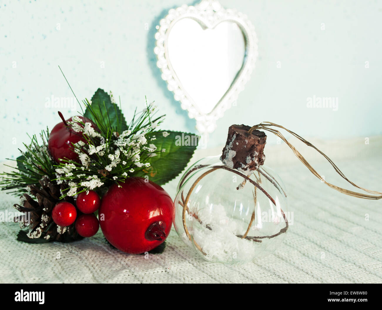 Christmas decoration with red apples Stock Photo