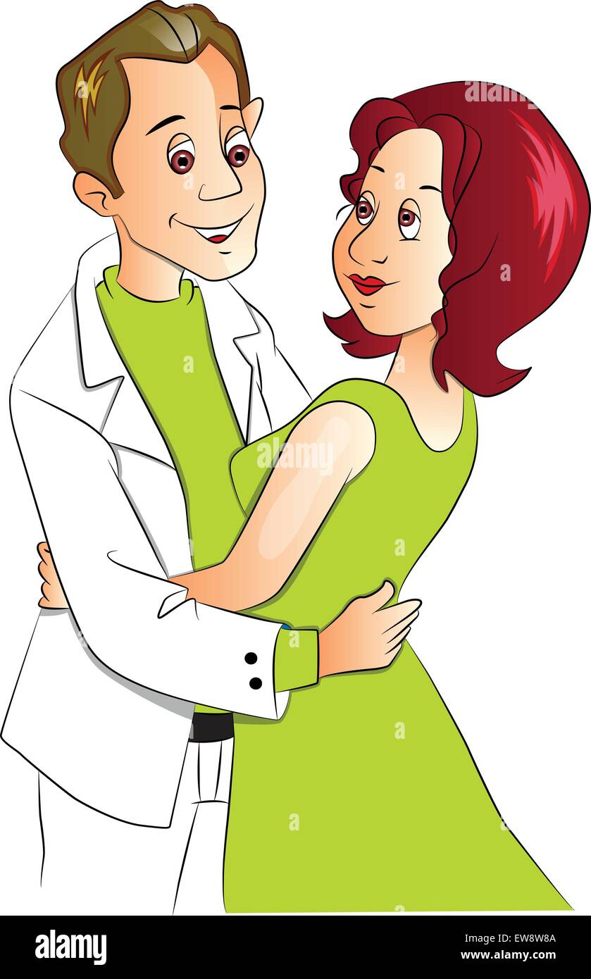 Vector illustration of happy young couple embracing Stock Vector Image ...