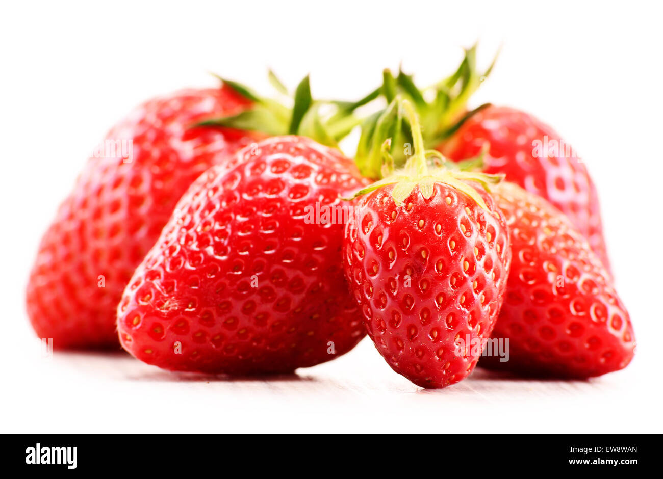 Fresh organic strawberries isolated on white background Stock Photo - Alamy