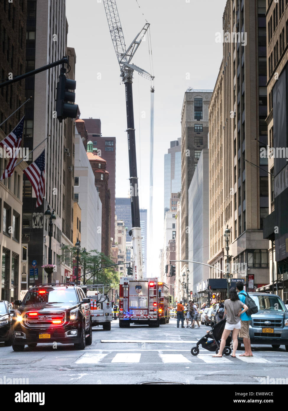 Emergency Site, Madison Avenue, NYC Stock Photo