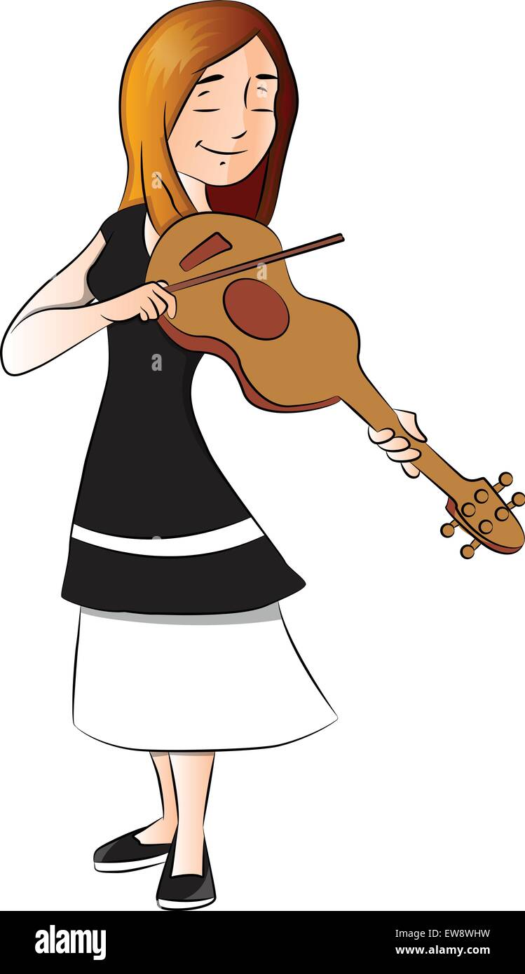 Vector illustration of young woman playing violin Stock Vector Image ...