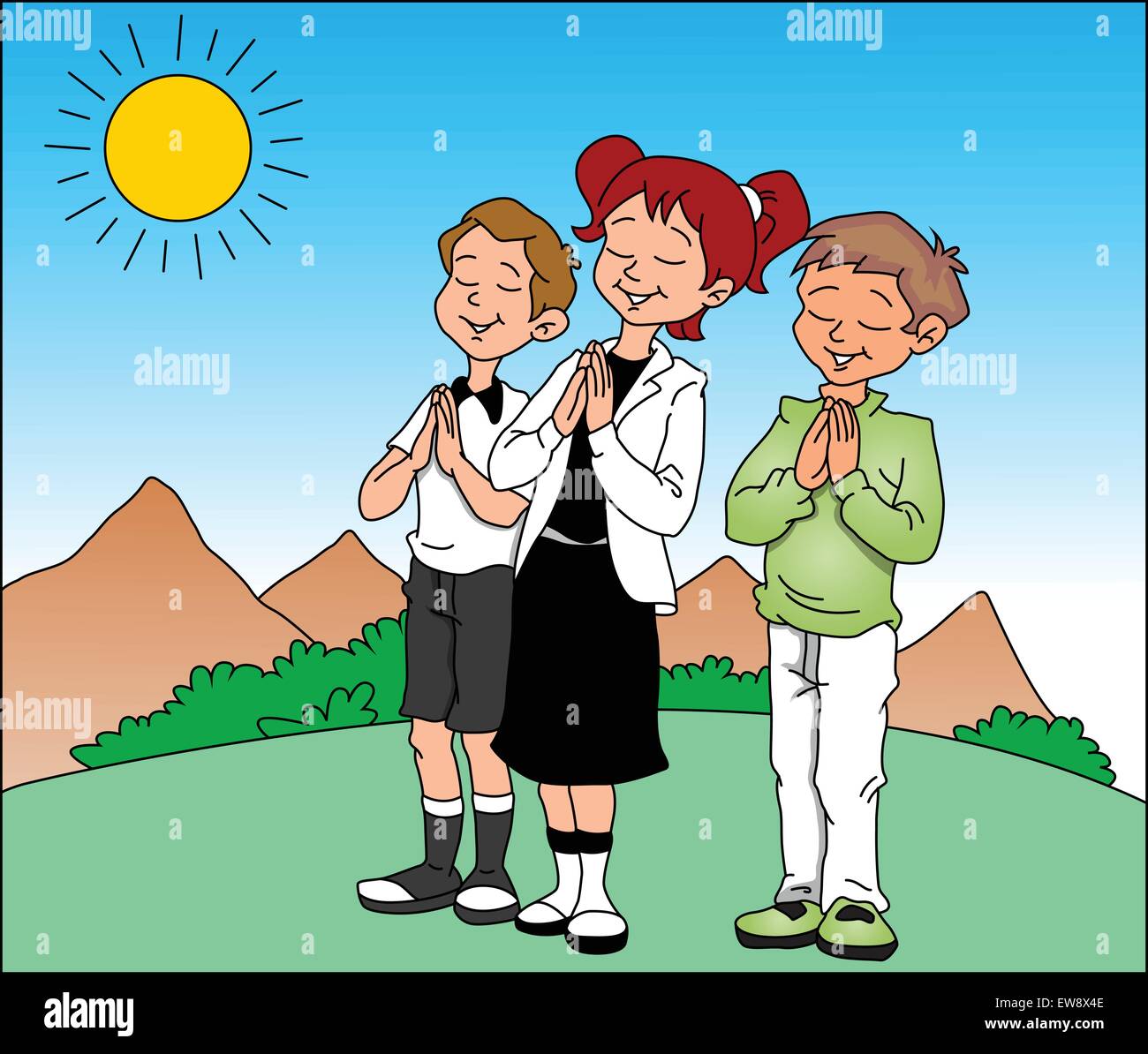 boy and girl praying clipart