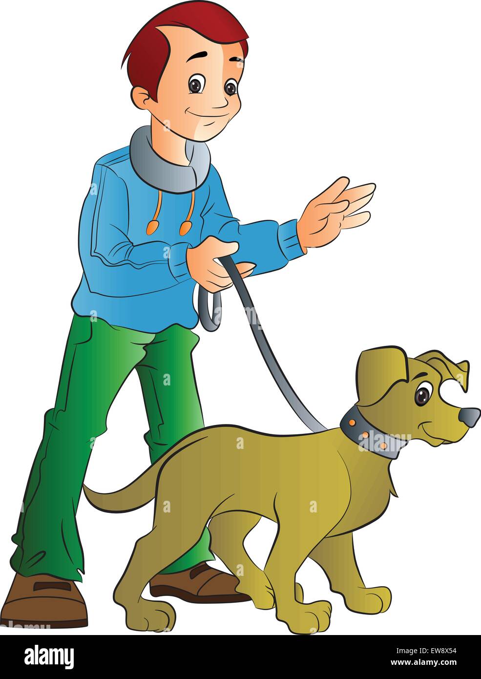 Young Man Walking a Dog, vector illustration Stock Vector Image & Art ...