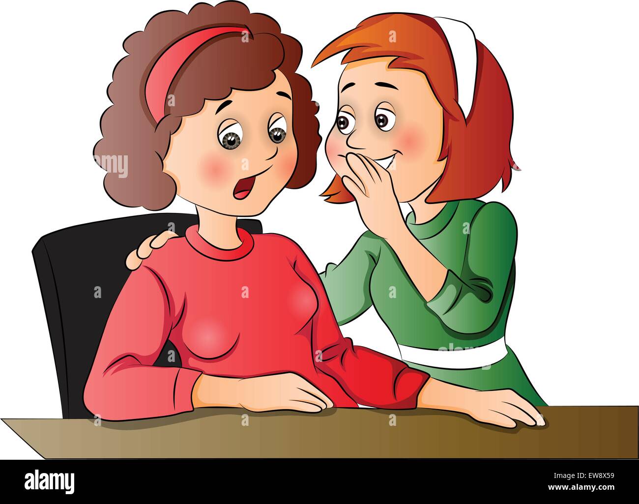 Vector Illustration Of Two Women Gossiping At Office Stock Vector Image Art Alamy