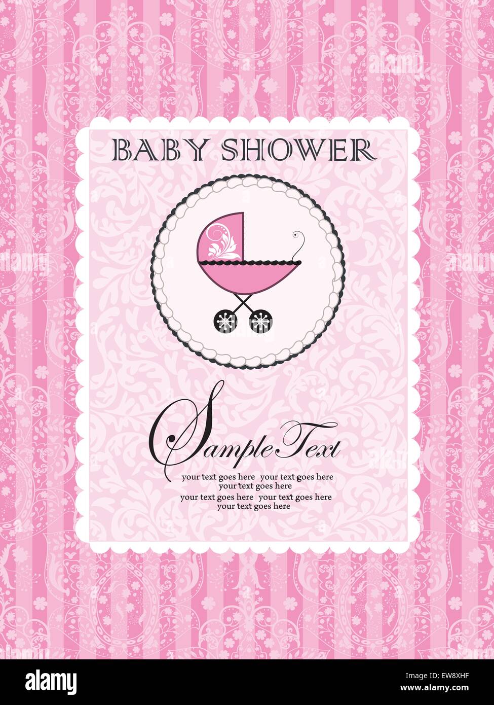 Vintage baby shower invitation card with ornate elegant abstract floral ...