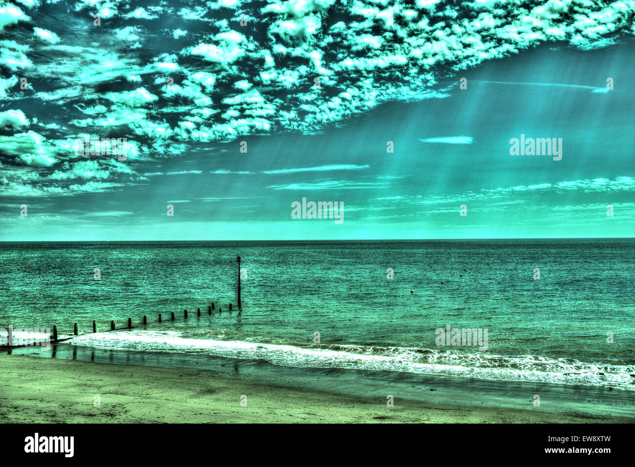 Seascape and clouds, processed as an HDR image. Stock Photo
