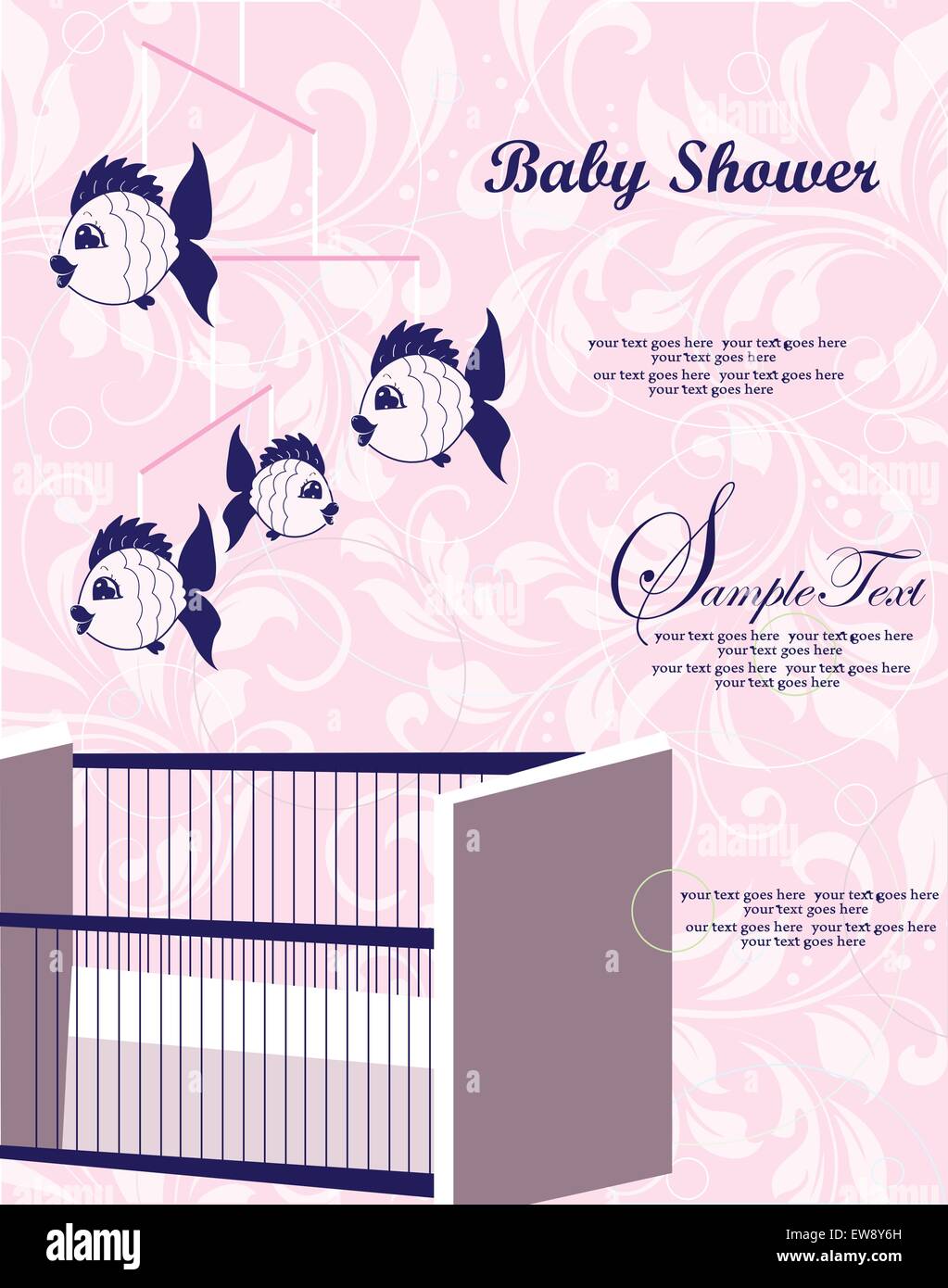 Vintage Baby Shower Invitation Card With Ornate Elegant Retro