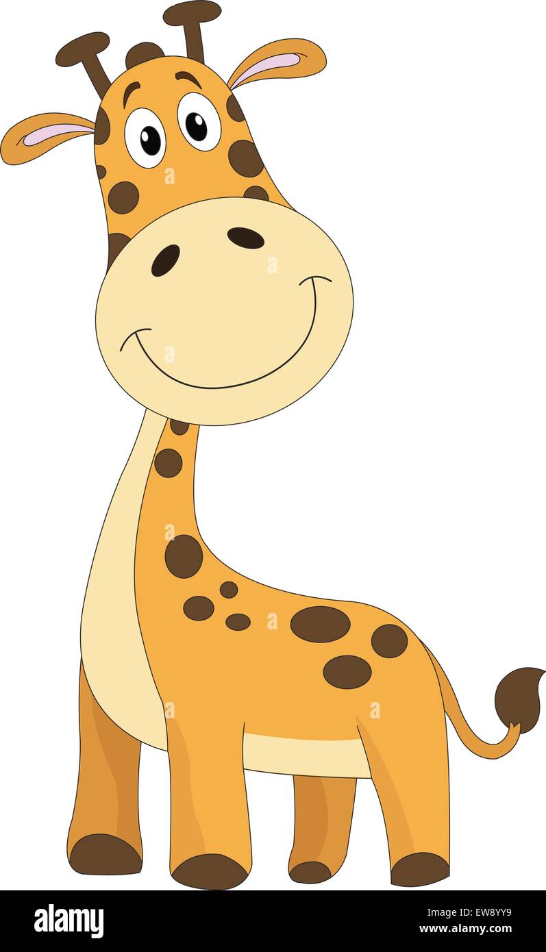 Cute smiling orange giraffe with brown spots, vector illustration Stock Vector Image & Art Alamy