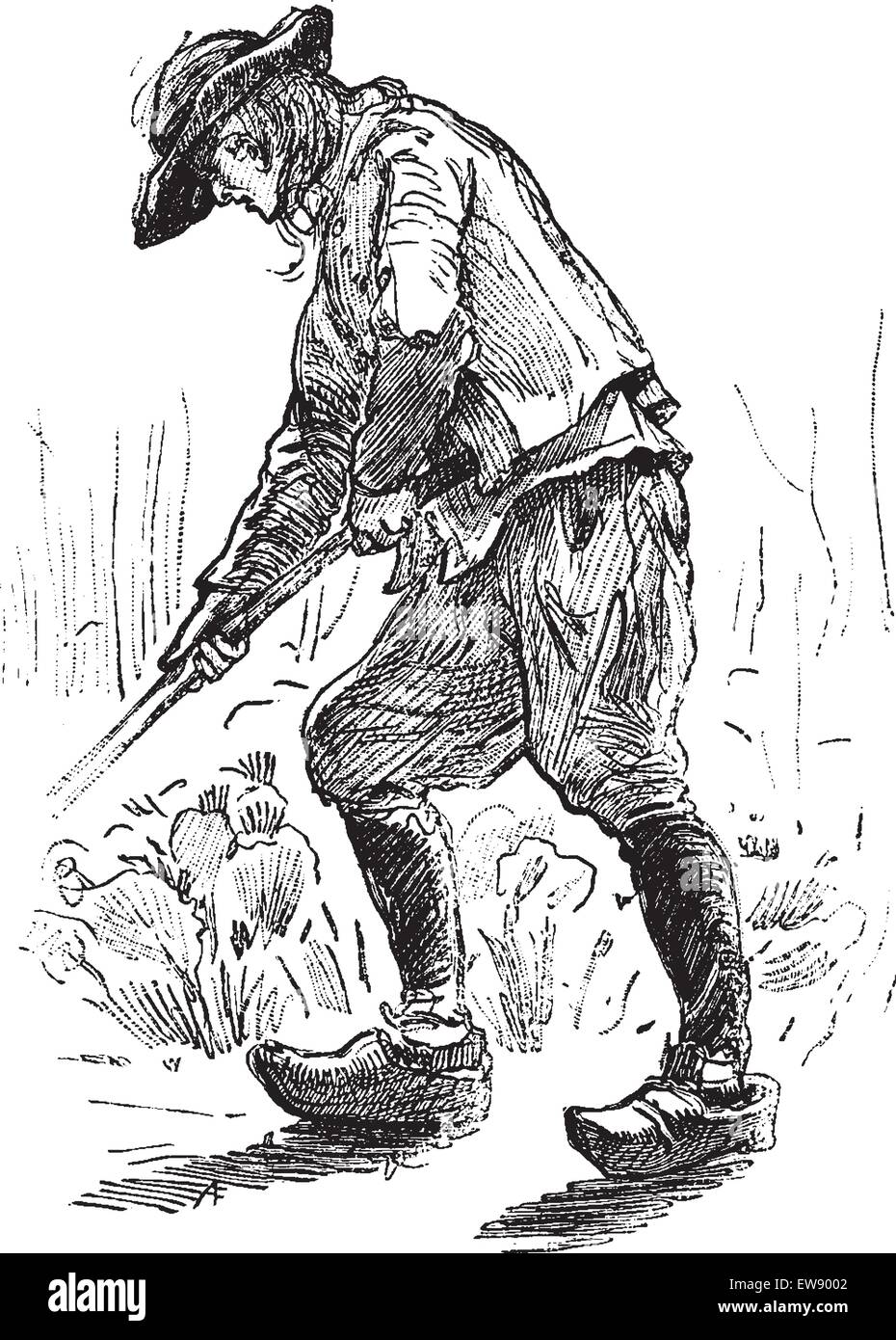 Peasant Breton, vintage engraved illustration. Journal des Voyages