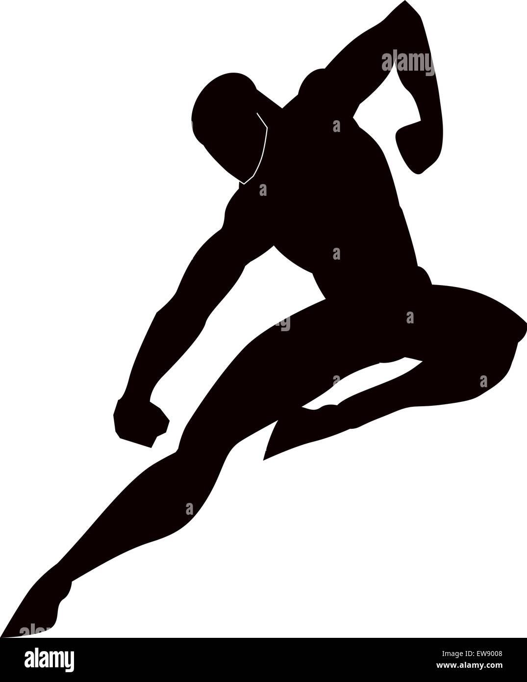 Martial Arts, Black Silhouette of a Man, Punching and Kicking, vector illustration Stock Vector
